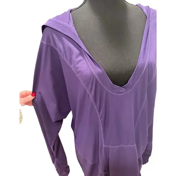 Zella Purple Long Sleeve V-Neck Hooded Tunic XL - Picture 4 of 10